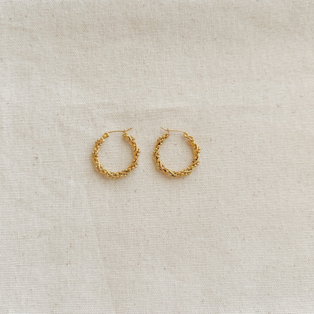 Beaded Twisted Hoops - Picture 2 of 2